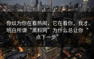 你以为你在看热闹，它在看你，我才明白所谓“黑料网”为什么总让你“点下一步”